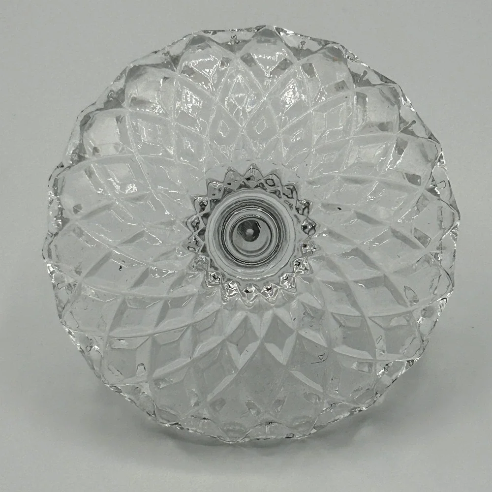 Vintage Clear Glass Thin Ring Holder Scalloped Cut Jewelry Trinket Dish MCM